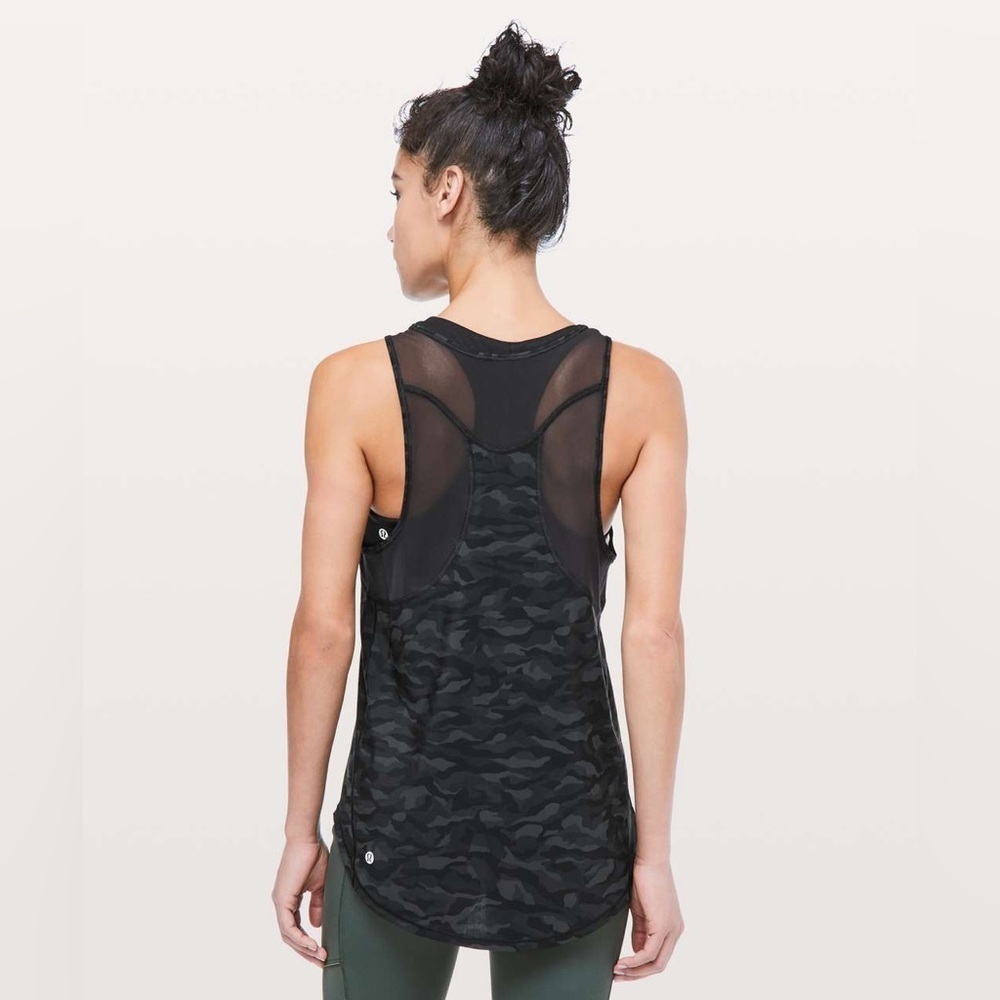Lululemon Sculpt Tank II in Sequoia Camo Print Deep Coal Black Size 6